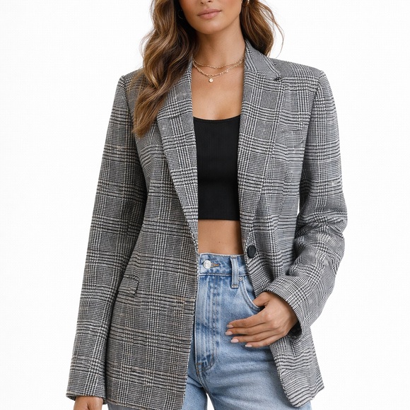 Lands' End Jackets & Blazers - Lands' End Women's Classic Gray Check Blazer